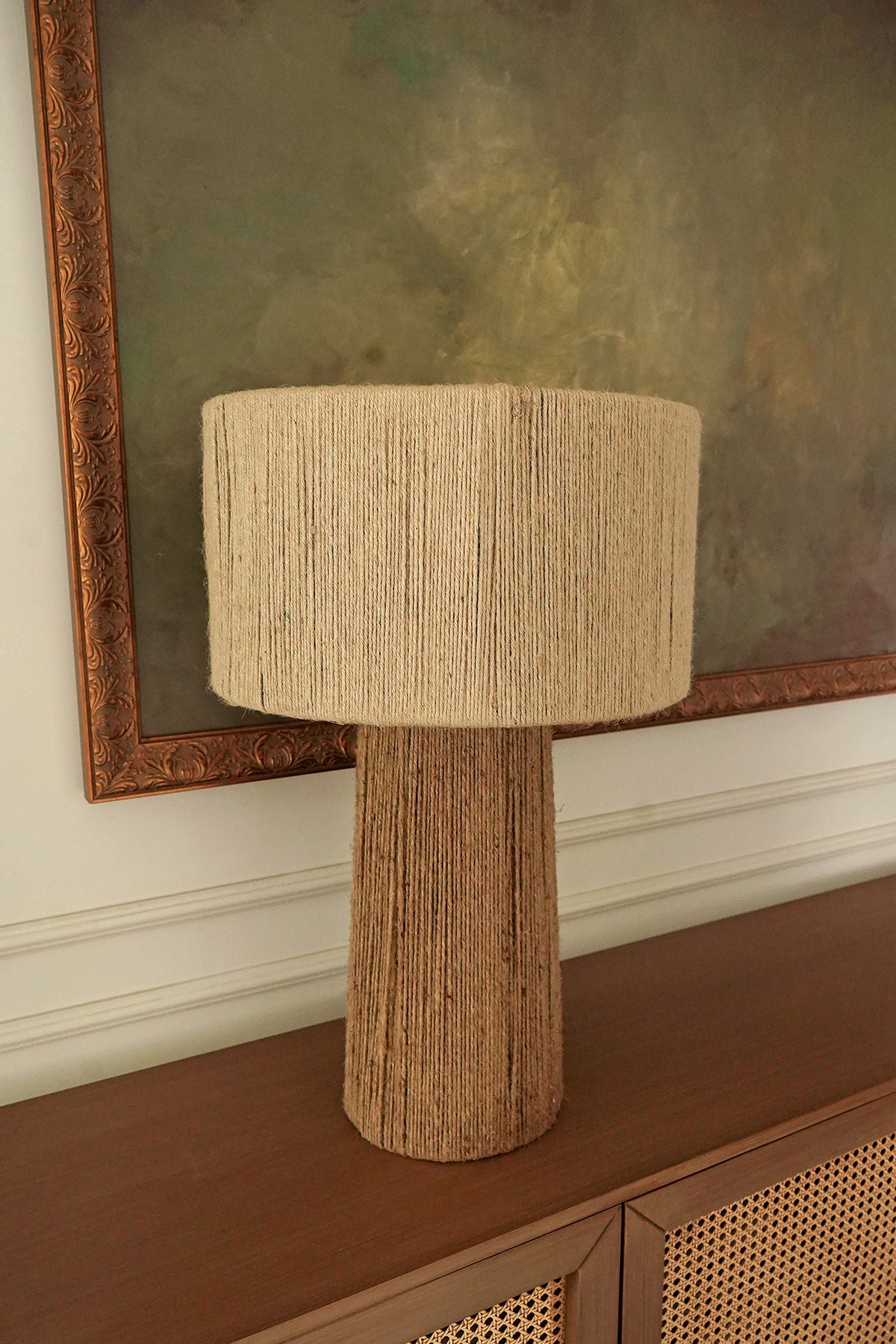 Jute Lampshade Shallow Drum