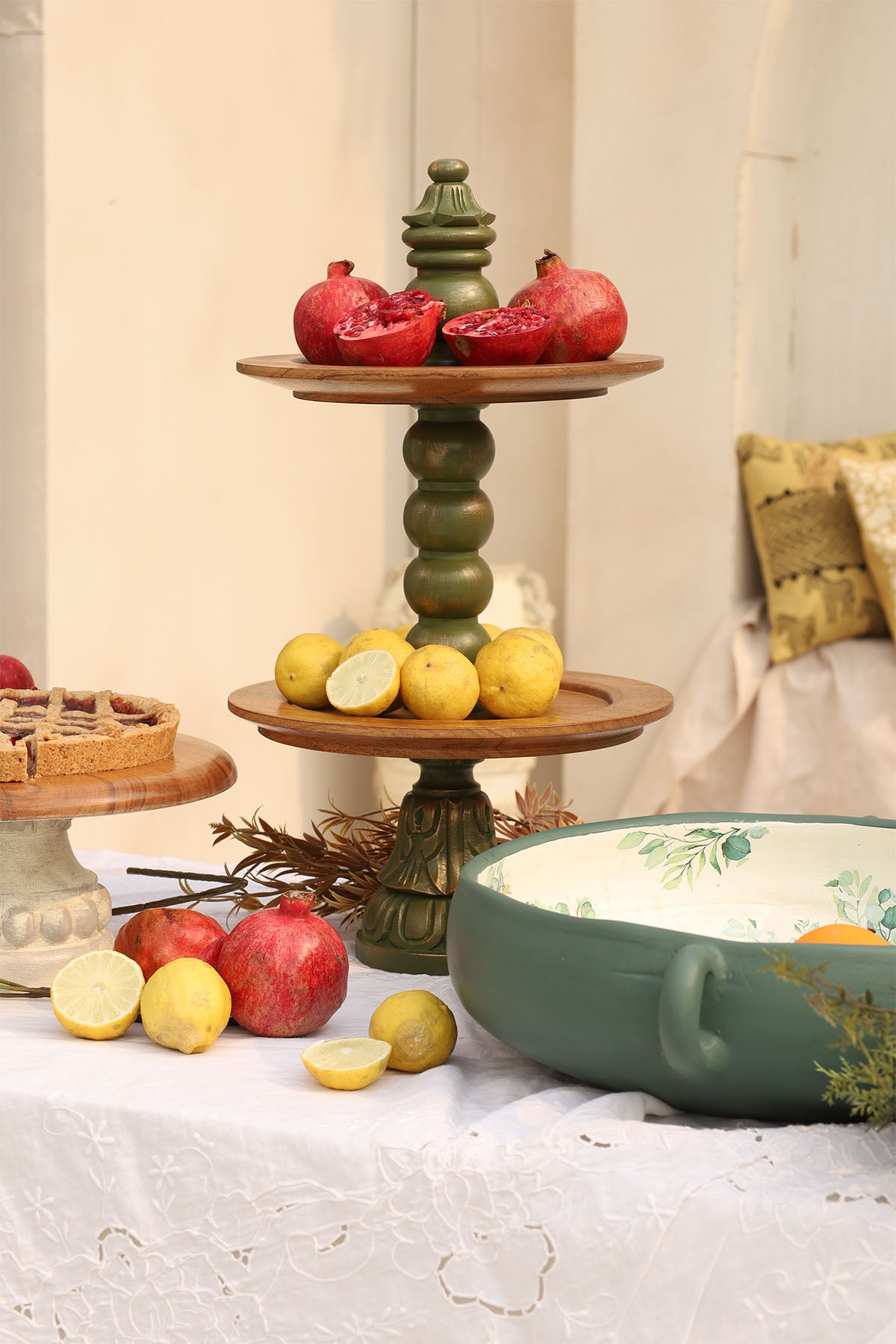 Peach Acacia Cake Stand